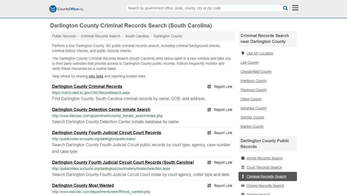 Criminal Records Search - Darlington County, SC (Arrests ...